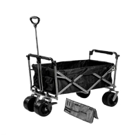 【KENLUCK】WAGON ESSENTIAL 多功能折疊手拉車-黑化款+側邊置物袋(手拉車 手推車 手拖車 露營 逐露天下)