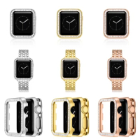 Luxury Bling Diamond Watch Case For Apple Watch 8 7 6 SE 5 4 Metal Bumper Frame for iWatch 38/40mm 41/42mm 44/45mm Protect Case