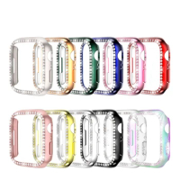 45mm 41mm Protective sleeve for Applewatch 8 Apple Watch PC Hollowed Out Case for iwatch 765 se Half Pack diamond-encrusted case