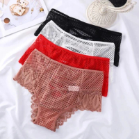 Amazing Sexy Panties Women Mid Waist Lace Thongs And G Strings Underwear Ladies Hollow Out Transparent Intimates Lingerie