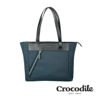 Crocodile 鱷魚皮件 Snapper 3.0系列 布配皮 橫式托特包 肩背包-0104-09906-黑藍兩色