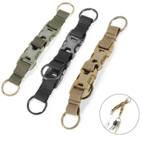 Outdoor Tactical Backpack Buckle Carabiner Nylon Belt Keychain Locking Key Chain Clip Quick Release Durable For Hike Camp