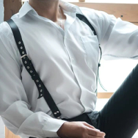 Harness for Men BDSM Gay Pu Leather Studded Decor Harness Adjustable BDSM Clothing Sex Belt Erotic Costume chest harness