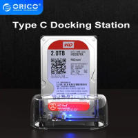 ORICO Transparent 3.5'' HDD Docking Station SATA To USB3.1 Type-C 10Gbps Hard Drive Docking Station Support 2.5/3.5 HDD Adapter