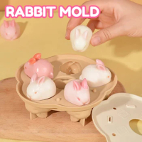 5 Holes Silicone Bunny Mould Cake Pudding Jelly Dessert Mould Cheesecake Fondant Ice Tray Rabbit Jelly Cake Silicone Ice Mold
