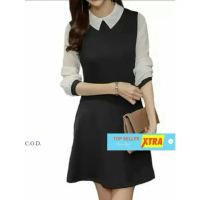 Baju Dress Mixxel Black Grey Dress Wanita Twiscont Hitam Kekinian Abu Casual Fit Simple Panjang Mini