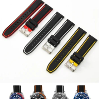 Two color silicone watchband 22MM male black suitable for Tissot Mido Casio Seiko Huawei Wanguo watchband