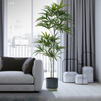 47in Large Simulation Ficus Artificial Plants Branch Tropical Fake Banyan Tree Plastic Palm Leaves For Home Garden Shop Decor