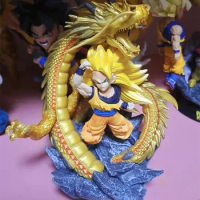 14cm Dragon Ball Figure Son Goku Figure Son Goku Golden Dragon Anime Figures Statue Models Dolls Pvc Collection Room Decora Toy