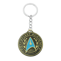 Movie Star Trek Key Chain Classic Fashion Starfleet Command Pendant Keyring Charms Star Travel Men Women Key Accessory Gifts
