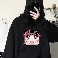 Kawaii Anime Girl Hoodie Sweatshirt Women Cute Cartoon Hoodies Vintage Casual Long Sleeve Women Hooded Harajuku Tops Clothing