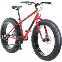 Mens and Womens Fat Tire Mountain Bike, 26-Inch Wheels, 4-Inch Wide Knobby Tires, Adult Steel Frame, Front and Rear Brakes