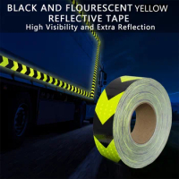 2'' Reflective Tapes Arrow Waterproof Fluorescent Reflectors Strong Adhesive Hazard Caution Conspicuity Stickers For Trailer 50M