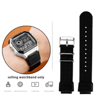 Watch Band Strap for Casio G Shock W-S200H W-800H W-216H W-735H F-108WH W-215 AEQ-110W 18mm green black nylon wristband chain