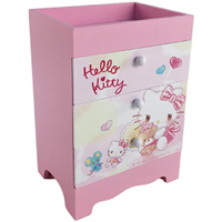 小禮堂 Hello Kitty 直式木質三抽收納盒 木抽屜盒 文具盒 飾品盒 儲物盒 (粉 小熊)