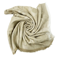【COACH】C LOGO羊毛混桑蠶絲巾圍巾(膚金)