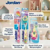 JORDAN Oral Care Toothbrush Baby and Kids 1pcs Sikat Gigi Bayi dan Anak - Kirim Warna Random Soft 6-