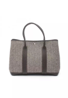 Hermes Pre-Loved Hermès garden party PM Handbag tote bag Negonda leather toile chevron Dark brown wh