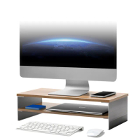 【Ermutek 二木科技】北歐風格多功能桌上型雙層設計螢幕增高架(橡木紋)