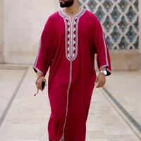 FNew 2023 pakaian Muslim tradisional Eid timur tengah Jubba Thobe lelaki Thobe Arab Muslim jubah dengan lengan panjang  untuk Husbandmkp