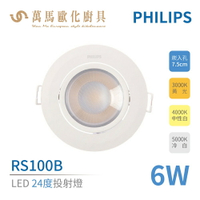 飛利浦 PHILIPS RS100B LED角度投射燈 6W / 9W 崁燈 24度