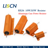 1PCS 10W 25W Aluminum Power Metal Shell Case Wirewound Resistor 0.01 ~ 30K 1 2 3 5 6 8 10 20 100 150 1K 10K ohm RX24