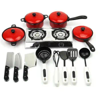 13 Pieces Kitchen Appliances Playset, Mini Breakfast Stove Top Cooking Pots Pans Play House Toys for Kids