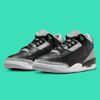 【NIKE 耐吉】休閒鞋 AIR JORDAN 3 RETRO GREEN GLOW 爆裂紋 綠光 黑綠 男款 CT8532-031