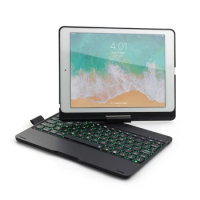 Wireless Bluetooth Keyboard Case With 7 Colors LED Backlit 360 Degrees Rotatable Cover For 2017 2018 New iPad pro 9.7" iPad air