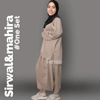 Setelan Olahraga Syari Rok Sirwal Mix Blouse Mahira By Tenze L moca