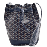 GOYARD 經典防水帆布LOGO斜背抽繩水桶包(深藍色)
