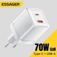 Essager 70W GaN Charger Quick Charge 4.0 3.0 USB Type C Charger for iPhone 15 14 13 Pro Max Fast Cha