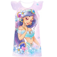Princess Jasmine Dress For Girls Halloween Cosplay Party Fantasy Costumes Disney Frozen Summer Kids Casual 3D Dresses 2023