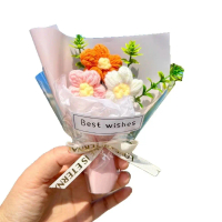 Kreatif Hiasan Bouquet Bunga DIY Bouquet Kartun Cantik Bunga Plush Bouquet Elegan Knit Knit Mainan B