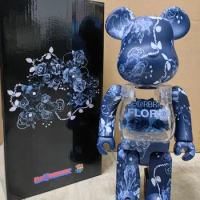 Bearbrick 400% Building Block Bear Blue Rose Eternal Flower 28 Cm Height Collection Gift Doll Lover Collection Figure
