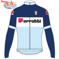 NEW Winter Fleece Cycling Jersey FERRETTI Retro Bike Clothing Road/MTB Bicycle Wear Shirts Long Sleeve Thin FULL ZIP