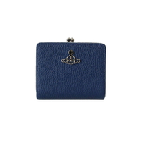 Vivienne Westwood 金屬星球logo素面皮革口金對折短夾 藍色(51010051W-L002Y)