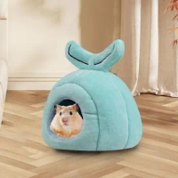 Semi-closed Hamster Bed with Non-slip Bottom Creative Shape Super Soft Washable Guinea Pig Rabbit Hideout Pet Supplies