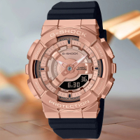 【CASIO 卡西歐】G-SHOCK WOMEN 時尚金屬雙顯腕錶 母親節 禮物(GM-S110PG-1A)