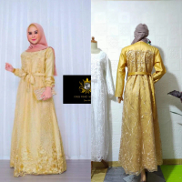 Gamis Pesta Brukat Full Tile Mewah