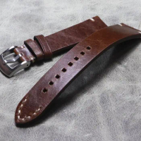 22mm Dark Brown Yellow Brown Blue New Handdie Leather Strap Men's/Women's Calfskin Watchband For Seiko Huawei Watch band