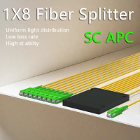 SC APC 1X8 PLC Splitter PLC Singlemode Fiber Optical Splitter SC/APC PCL Splitter Computer Cable Sleeve