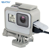 QIUNIU Frame Mount Case Housing for GoPro HERO7 Black White Silver HERO6 HERO5 Action Camera Can open the lid to charge directly