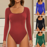 Áo bodysuit nữ tay dài vải nhiệt giữ nhiệt cổ vuông ôm sát lớp lót ấm áp mùa thu áo thun cơ bản mềm 