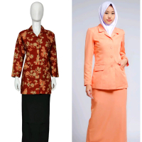 Seragam kerja kantor wanita stelan blazer atasan batik dharma wanita persatuan dwp terbaru kekinian