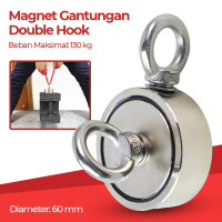 Promo Taffware Magnet Gantungan Double Round Hook Strong Neodymium 60mm - D60 Murah