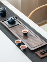 整塊實木茶盤排水幹泡茶日式長方形石托盤茶具茶海