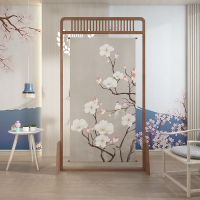 新中式實木現代簡約輕奢屏風隔斷玄關裝飾遮擋字畫移動半透紗座屏