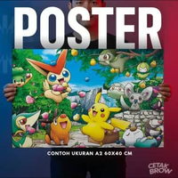 Poster Pokemon Custom Artpaper Dekorasi Kamar Anime Pikachu Charizard Hiasan Dinding Aesthetic A1 90