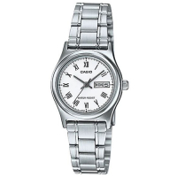 CASIO 時尚簡約日期顯示羅馬時刻不鏽鋼腕錶-白(LTP-V006D-7B)/25mm